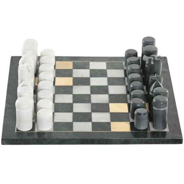 JUEGO DE MESA MARMOL LATON 35,5X35,5X1,5 AJEDREZ - Imagen 2