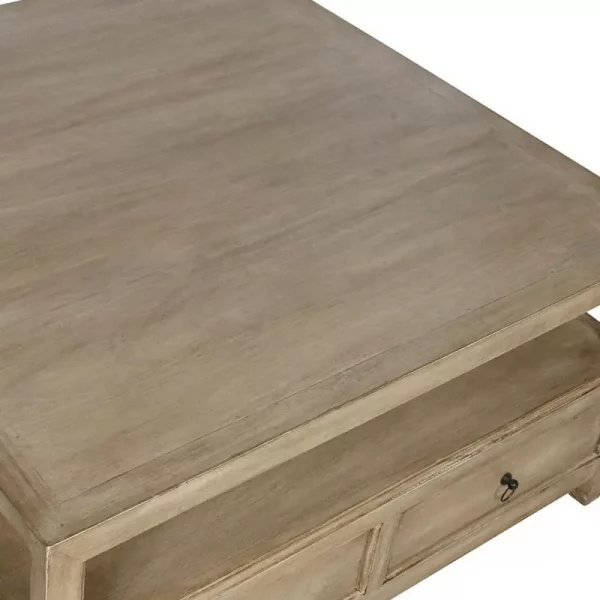 MESA CENTRO MADERA MANGO 100X100X45 CAJONES - Imagen 4