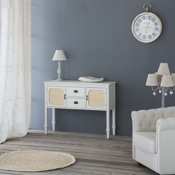 APARADOR DE MADERA BLANCO 108X36X82CM