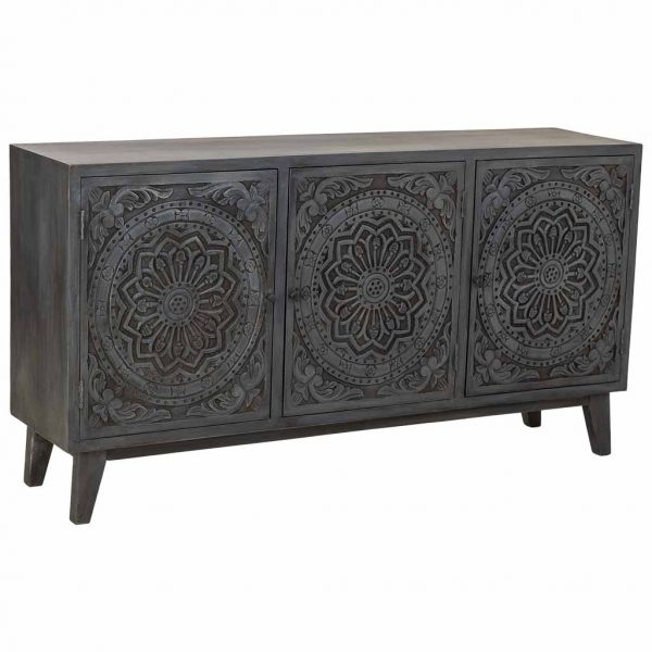 APARADOR MADERA ARTESANAL 3 PUERTAS AZUL 160X40X85CM
