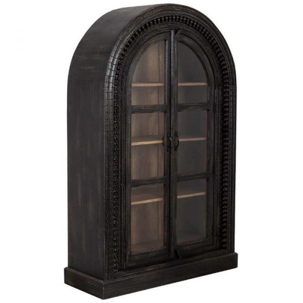 VITRINA MADERA ARTESANAL NEGRA 112X41X181CM