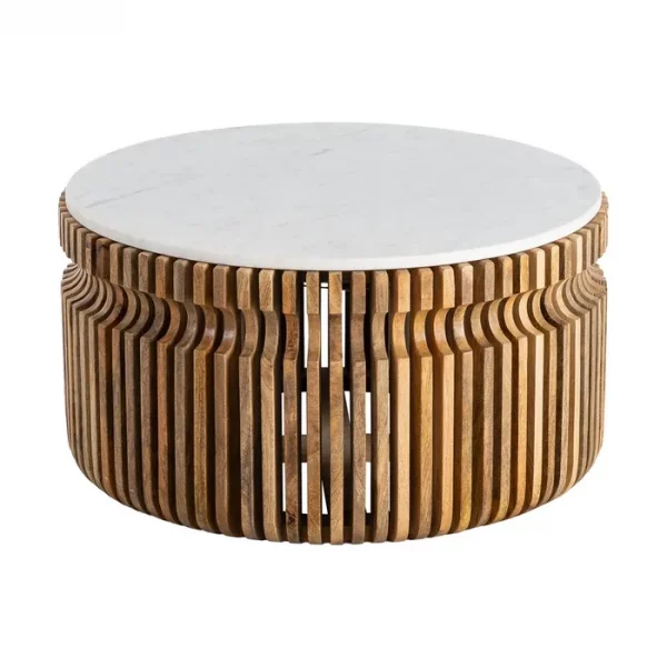 MESA CENTRO MADERA-MÁRMOL SALÓN 80 X 80 X 42 CM - Imagen 3