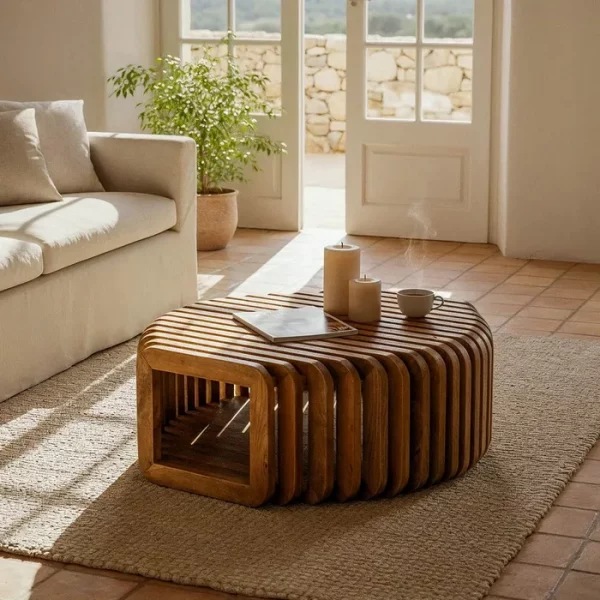 MESA CENTRO MADERA DE MANGO SALÓN 84 X 85 X 32 CM