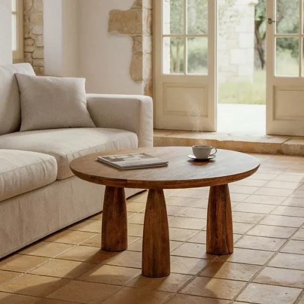 MESA CENTRO MADERA DE MANGO SALÓN 75 X 75 X 37 CM