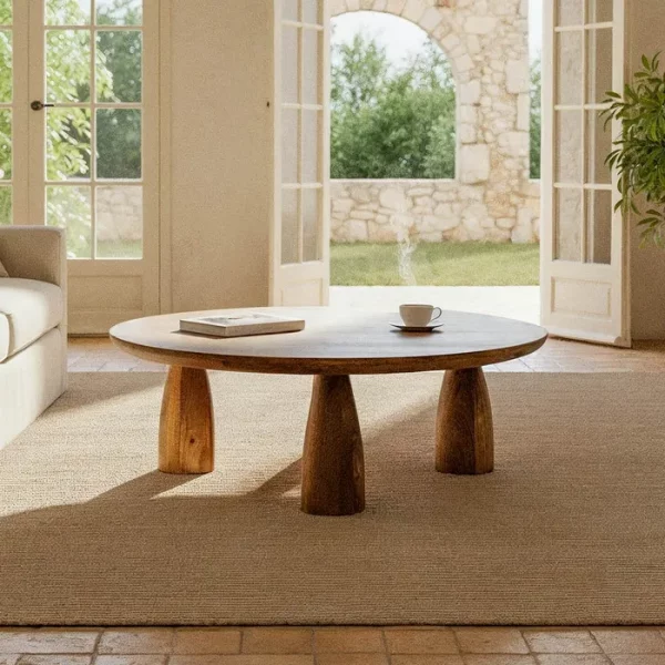 MESA CENTRO MADERA DE MANGO SALÓN 90 X 90 X 30 CM