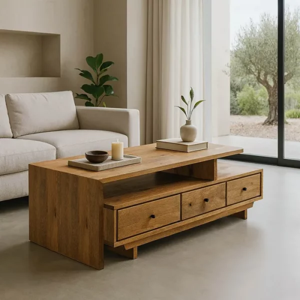 MESA CENTRO NATURAL MADERA DE MANGO 150 X 60 X 45 CM
