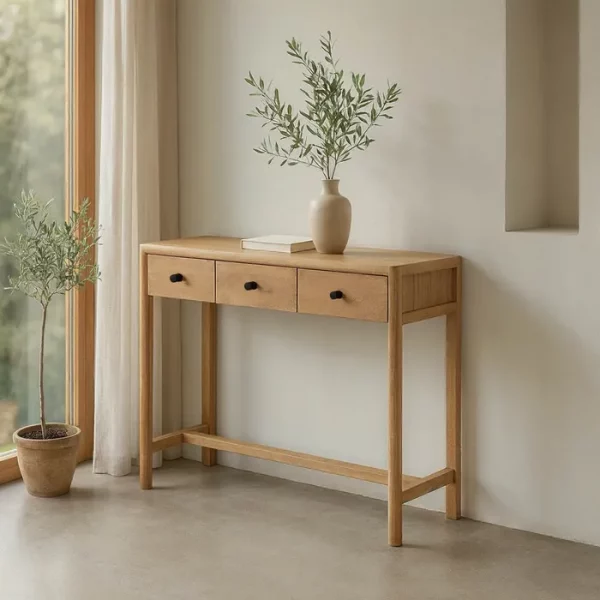 CONSOLA NATURAL MADERA DE MANGO ENTRADA 90 X 30 X 80 CM