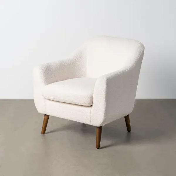 SILLÓN BLANCO TEJIDO-MADERA 74 X 68 X 76 CM - Imagen 2