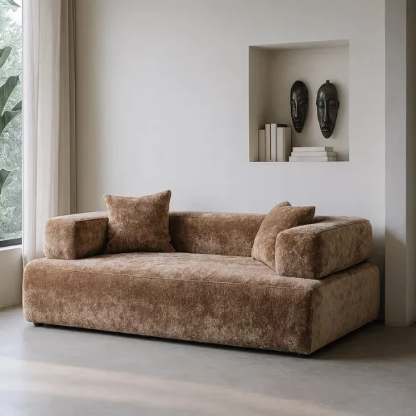 SOFÁ BEIGE TEJIDO SALÓN 200 X 100 X 64 CM