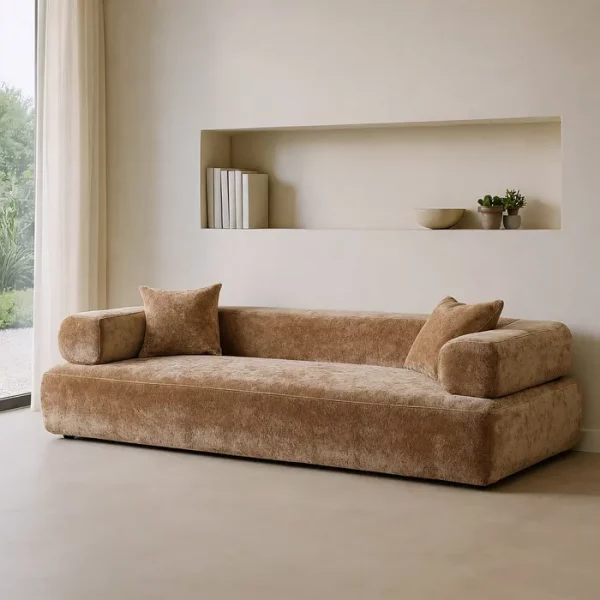SOFÁ BEIGE TEJIDO SALÓN 245 X 100 X 64 CM