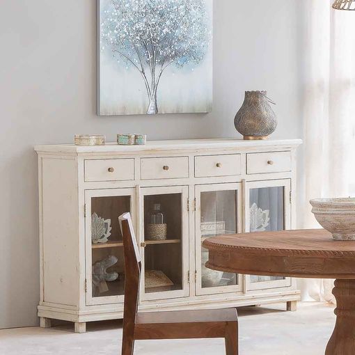 APARADOR DE MADERA BLANCO 160X40X100CM