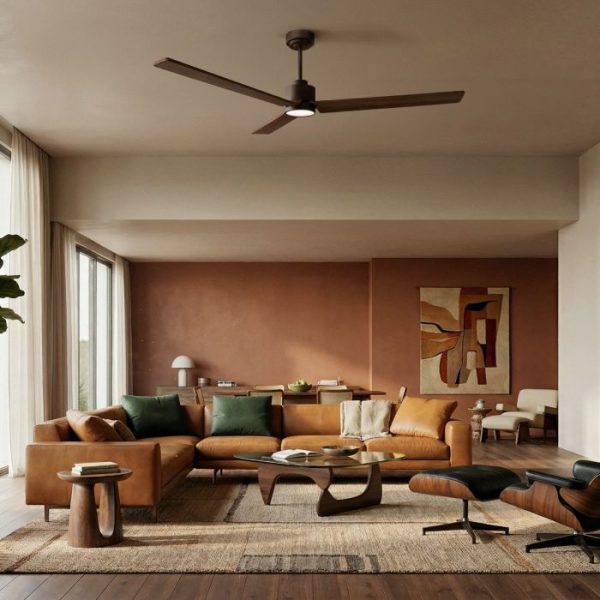 SULION ANNE XL VENTILADOR LED MARRON OXIDO MADERA OSCURA