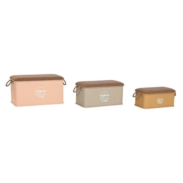 BAUL SET 3 METAL PU 69,5X36,5X38,5 FACTORY