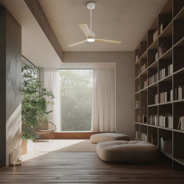 SULION ANNE VENTILADOR LED BLANCO MADERA CLARA