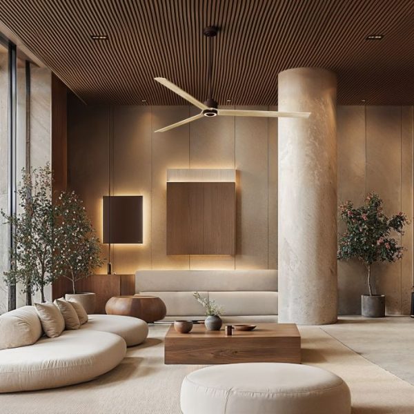 SULION ANNE XXL VENTILADOR LED MARRON MADERA CLARA