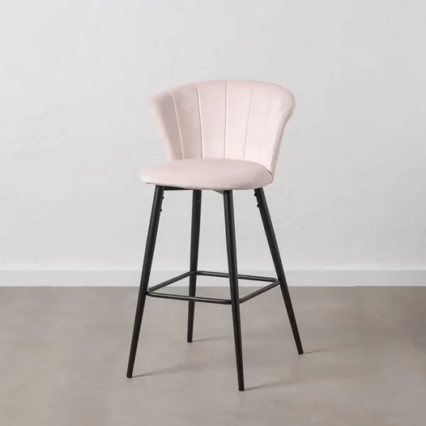 TABURETE TERCIOPELO ROSA TEJIDO-METAL 56 X 52 X 98 CM
