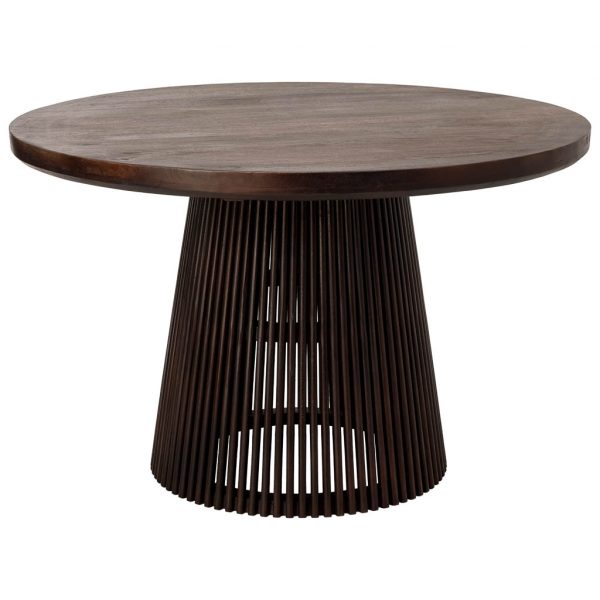MESA MADERA ARTESANAL MARRÓN 120X120X76CM