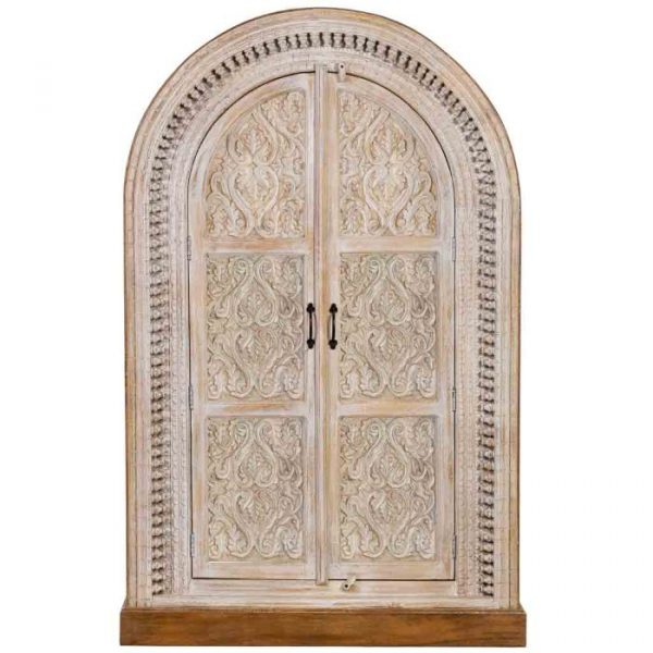 ARMARIO MADERA ARTESANAL MARRÓN Y BLANCO 112X41X181CM - Imagen 3