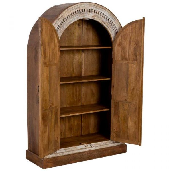 ARMARIO MADERA ARTESANAL MARRÓN Y BLANCO 112X41X181CM - Imagen 5