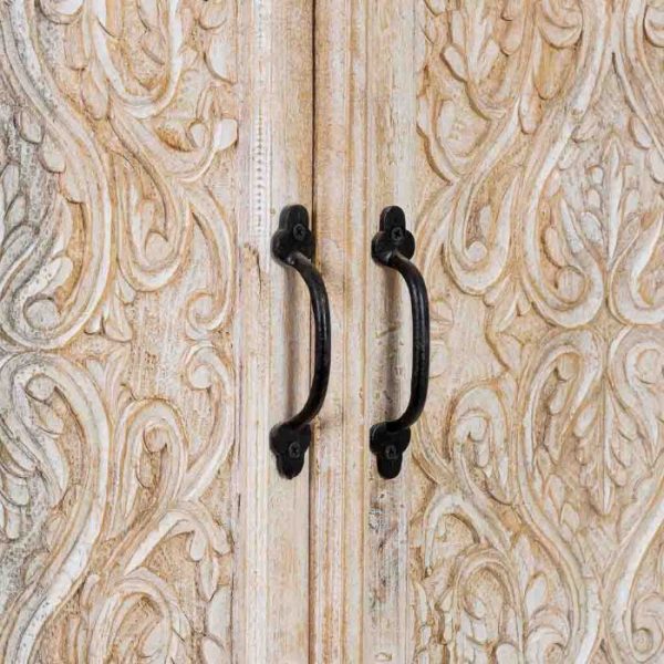 ARMARIO MADERA ARTESANAL MARRÓN Y BLANCO 112X41X181CM - Imagen 6