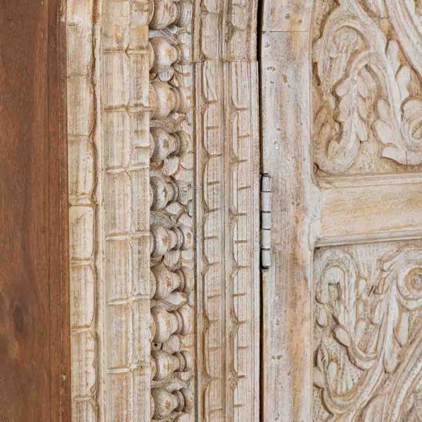 ARMARIO MADERA ARTESANAL MARRÓN Y BLANCO 112X41X181CM - Imagen 7