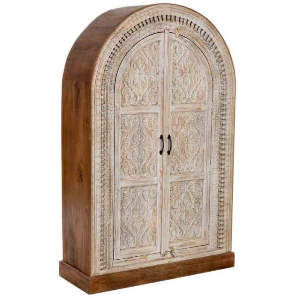 ARMARIO MADERA ARTESANAL MARRÓN Y BLANCO 112X41X181CM