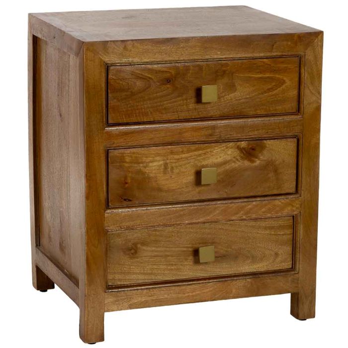 MESITA NOCHE MADERA MARRÓN 3 CAJONES 50X40X60.5CM