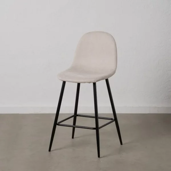 TABURETE CREMA TEJIDO-METAL SALÓN 46 X 48 X 96 CM