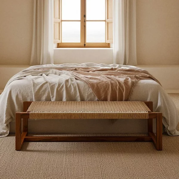 BANQUETA NATURAL MADERA DE TECA SALÓN 138 X 49 X 36 CM