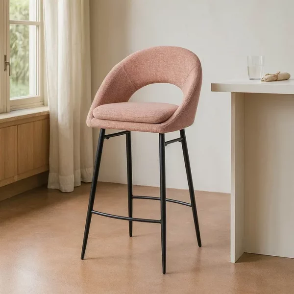 TABURETE ROSA TEJIDO-METAL CONTRACT 53 X 48 X 100 CM