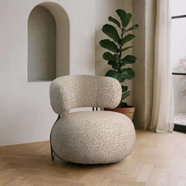 SILLÓN BEIGE TEJIDO-METAL SALÓN 73 X 76 X 75 CM
