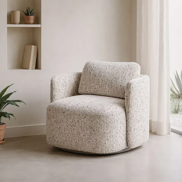 SILLÓN GIRATORIO BEIGE TEJIDO SALÓN 87 X 85 X 66 CM