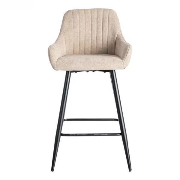 TABURETE BEIGE TEJIDO-METAL SALÓN 47 X 47 X 93 CM - Imagen 3