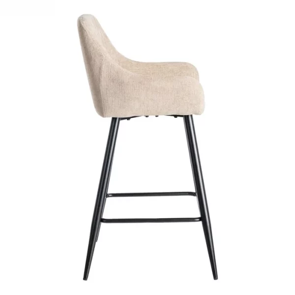 TABURETE BEIGE TEJIDO-METAL SALÓN 47 X 47 X 93 CM - Imagen 4