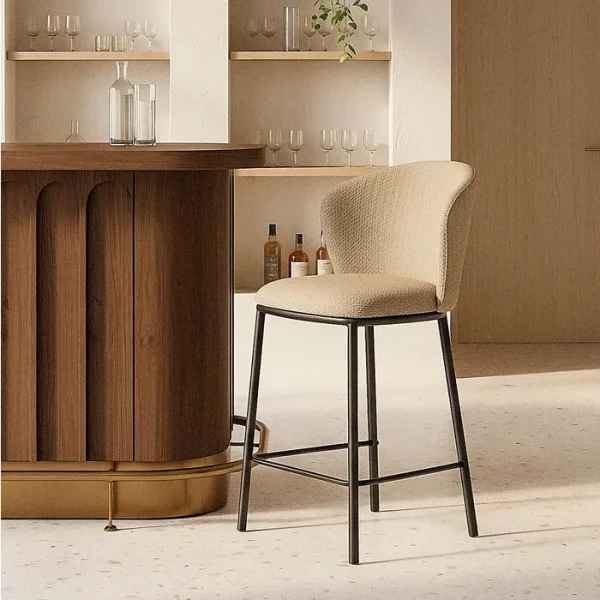 TABURETE ESPIGA BEIGE TEJIDO-METAL SALÓN 55 X 55 X 96 CM