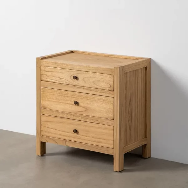 MESITA NATURAL MADERA MINDI DORMITORIO 65 X 40 X 65 CM