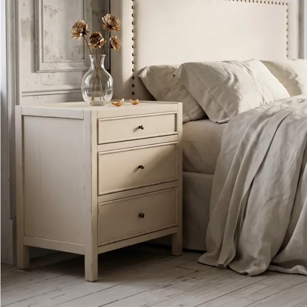 MESITA BLANCO ROZADO MADERA 65 X 40 X 65 CM