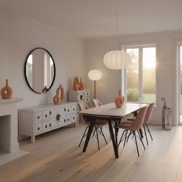 MESA TV MADERA BLANCA DECAPÉ 130X24X50CM DM+PAULOWNIA