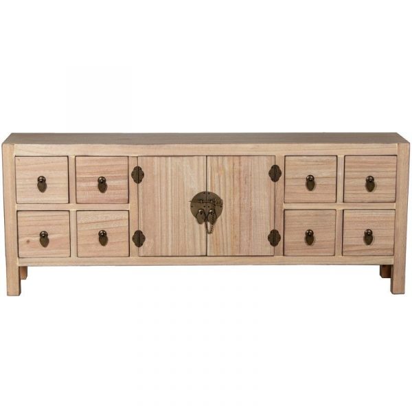 MESA TV MADERA NATURAL 130X24X50CM DM+PAULOWNIA