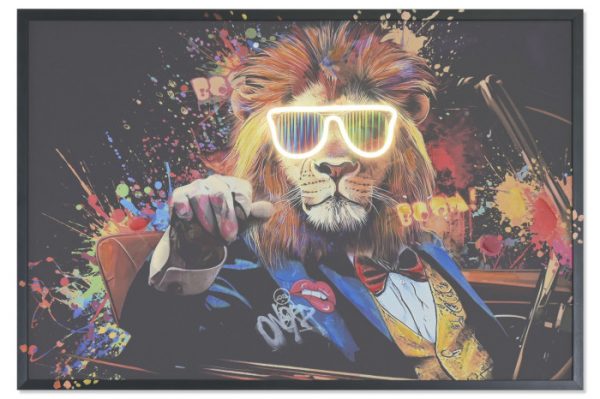 CUADRO LED LIENZO 93X3X63 LEON COCHE 2 SURT. - Imagen 2