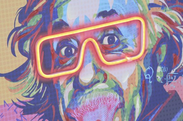 CUADRO LED LIENZO 63X3X93 EINSTEIN PINTADO MANO - Imagen 4
