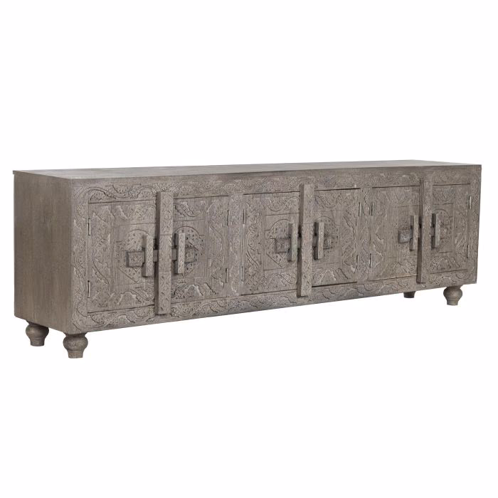 MUEBLE TV MADERA 200X40X61 TALLADO GRIS