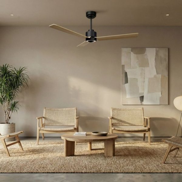 SULION ANNE VENTILADOR LED NEGRO MADERA CLARA