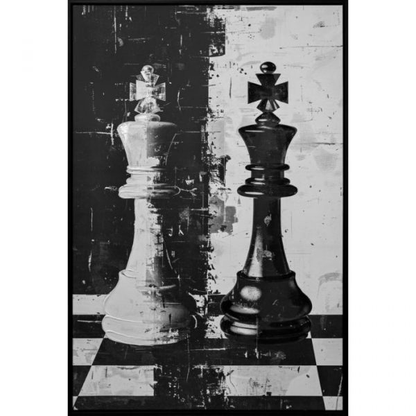 CUADRO LIENZO PS 83X4X123 AJEDREZ PINTADO MANO