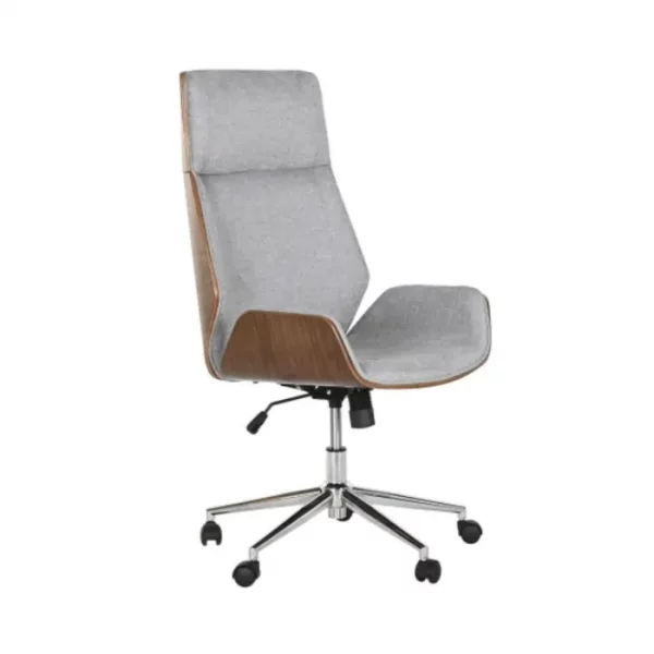 SILLA PU NOGAL 60X65,5X118 AJUSTABLE CROMADO GRIS
