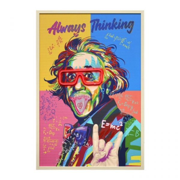 CUADRO LED LIENZO 63X3X93 EINSTEIN PINTADO MANO