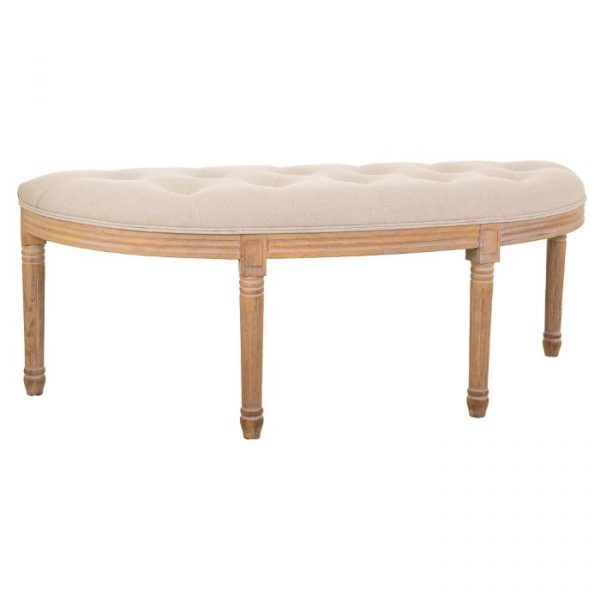 BANQUETA DE MADERA COLOR CREMA 125X45X48CM
