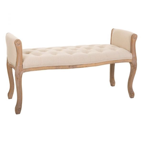 BANQUETA DE MADERA COLOR CREMA 113X48X45/60CM - Imagen 2