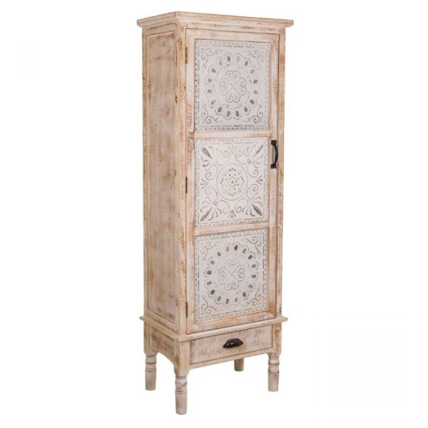 ARMARIO MADERA TALLADA 1 PUERTA 1 CAJON 55X36X160CM