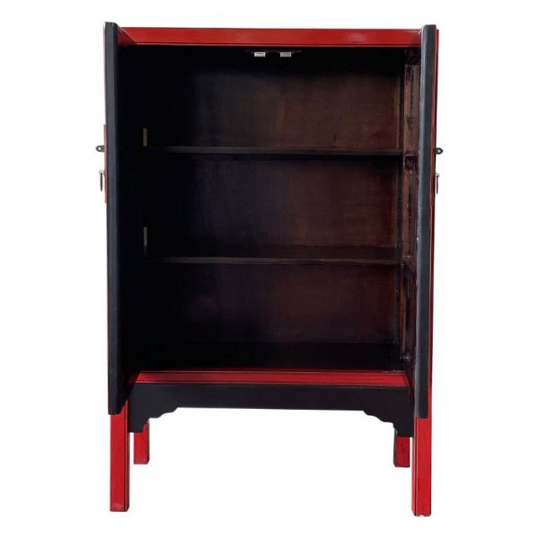 ARMARIO MADERA ROJO PINTADO A MANO 100X40X150CM - Imagen 3